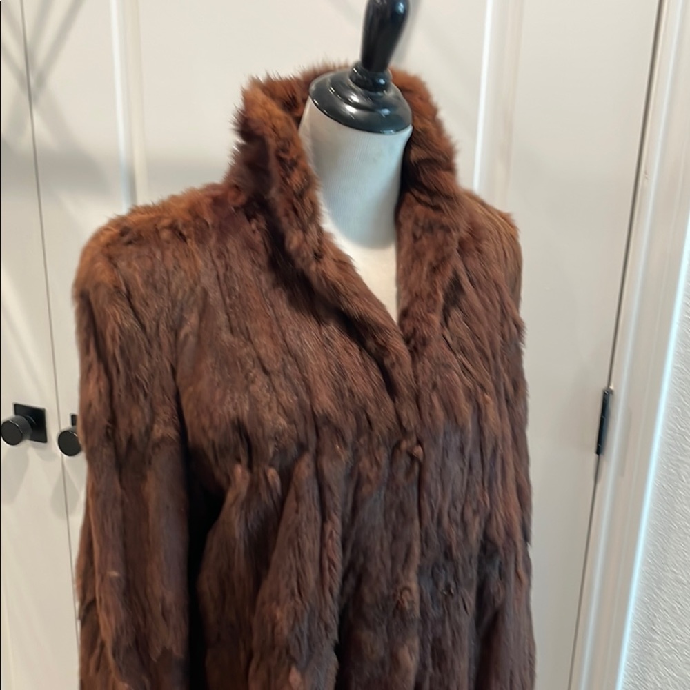 Vintage Late 40/Early 50’s Mahogany Rabbit Knee Length Fur Coat